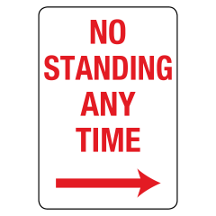 No Standing Any Time, Right Arrow, 400 x 300mm Metal