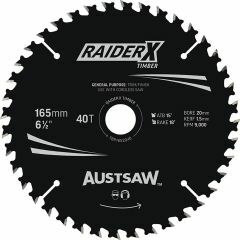 Austsaw RaiderX Timber Blade 165mm x 20_16 Bore x 40 T Thin Kerf