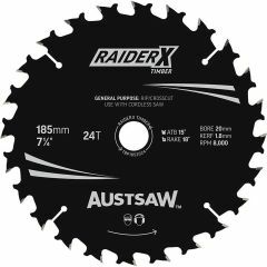 Austsaw RaiderX Timber Blade 185mm x 20_16 Bore x 24 T