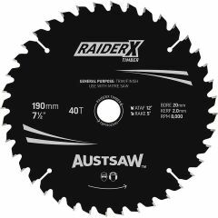 Austsaw RaiderX Timber Blade 190mm x 20 Bore x 40 T