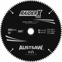 Austsaw RaiderX Timber Blade 305mm x 30 Bore x 25_4mm Bush 100 T 