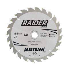 Austsaw Raider Timber Blade 185mm x 20_16 Bore x 24 T Bulk Pack _