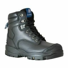 Bata Mens Longreach 6 inch Lace Up Safety Boot w Scuff Cap Black Leather