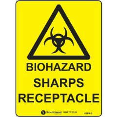 Biohazard Sharps Receptacle Signage _ Southland _ 4089