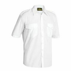 Bisley 110gsm Epaulette Shirt_ Short Sleeve_ White