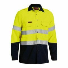 Bisley 238gsm Hoop Reflective Tecasafe 700 FR Vented Shirt Long Sleeve Yellow Navy 