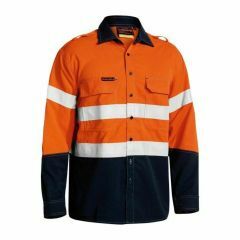 Bisley 238gsm Hoop Reflective Tecasafe 700 FR Vented Shirt_ Long Sleeve_ Orange Navy