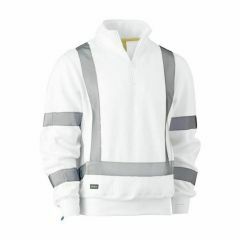 Bisley 300gsm Biomotion Reflective X Back Night Workers Fleece Pullover White