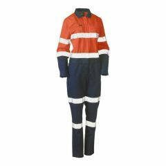 Bisley BCL6066T Womens Taped Hi Vis Cotton Drill Coverall_ Orange