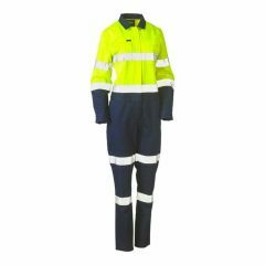 Bisley BCL6066T Womens Taped Hi Vis Cotton Drill Coverall_ Yellow