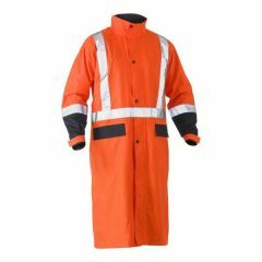 Bisley BJ6961T Taped Hi Vis Long Rain Coat_ Orange_Navy