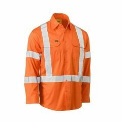 Bisley BS6166XT Perforated Reflective NSW Rail X Back Drill Shirt_ Long Sleeve_ Orange