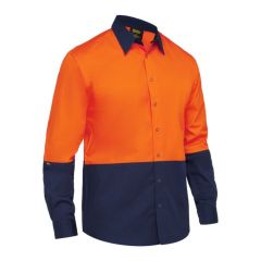 Bisley BS6442 Two Tone Hi Vis Long Sleeve Shirt_ Orange_Navy