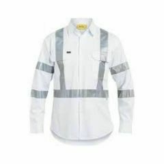 Bisley BS6807T 190gsm H Reflective Drill Shirt_ Long Sleeve_ Whit