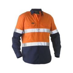 Bisley BS6996T Recycle Taped Two Tone Hi Vis Drill Shirt_ Orange_