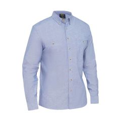 Bisley Mens Long Sleeve Chambray Shirt_ Blue