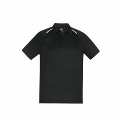 Biz Collection Mens Academy Short Sleeve Polo_ Black_White