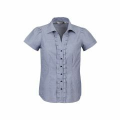 Biz Collection S267LS Ladies Edge Shirt_ Blue_ Short Sleeve