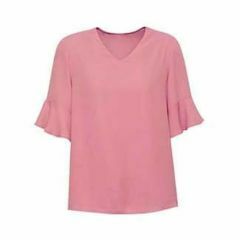 Biz Corporates RB966LS Womens Aria Fluted Sleeve Blouse_ Dusty Ro
