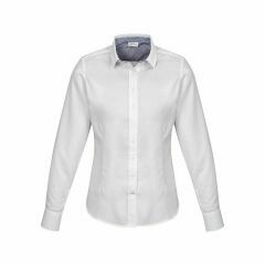 Biz Corporates Womens Herne Bay Long Sleeve Shirt_ White_Turkish Blue