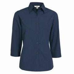 Biz Ladies Micro Check 3_4 Sleeve Shirt Navy