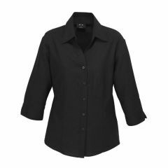 Biz Ladies Plain Oasis 3_4 Sleeve Shirt Black
