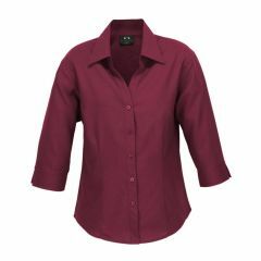 Biz Ladies Plain Oasis 3_4 Sleeve Shirt Cherry