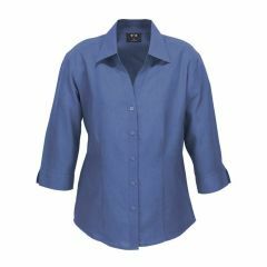 Biz Ladies Plain Oasis 3_4 Sleeve Shirt Mid Blue