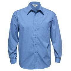 Biz Mens Micro Check Long Sleeve Shirt Mid Blue