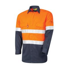 Bool PPE2 Two Tone 197gsm FR Shirt w/ Loxy FR Hoop Reflective Tape, Orange/Navy