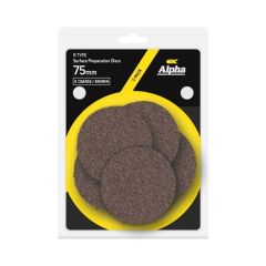 Carded 5 Pack 75mm Surface Prep Disc R Type Extra Coarse _ Brown