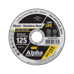 Carded _x10_ 125 x 1_0mm Cutting Disc _ Stainless Silver Series