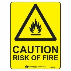 Caution Risk of Fire Sign