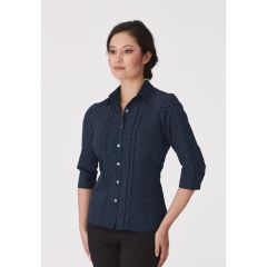 City Collection 2172 Ladies City Stretch Spot Shirt_ 3_4 Sleeve_ 