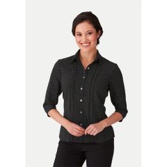 City Collection 2172 Ladies City Stretch Spot Shirt_ 3_4 Sleeve_ 