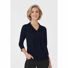 City Collection 2221 Ladies Pippa Knit Top_ 3_4 Sleeve_ Navy