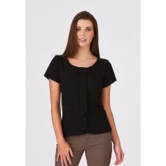 City Collection 2285 Ladies Cascade Short Sleeve Top_ Black