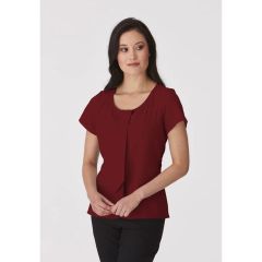 City Collection 2285 Ladies Cascade Short Sleeve Top_ Red