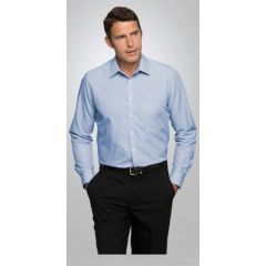 City Collection 4265 Mens Pinfeather Shirt_ Long Sleeve_ Blue