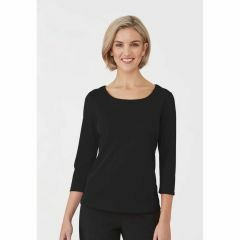 City Collection Ladies Smart Knit Top_ 3_4 Sleeve_ Black