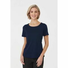 City Collection Ladies Smart Knit Top_ Short Sleeve_ Navy