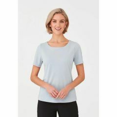 City Collection Ladies Smart Knit Top_ Short Sleeve_ Silver