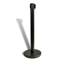 Crowd Control Barrier 920mm Black Post with 2m Black Retractable 