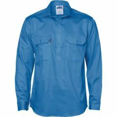 DNC 3204 190gsm Closed Front Cotton Drill Shirt_ Long Sleeve_ Sky
