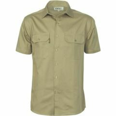 DNC 3207 155gsm Lightweight Cotton Drill Shirt_ Short Sleeve_ Kha