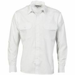 DNC 3214 110gsm Epaulette Polycotton Shirt_ Long Sleeve_ White