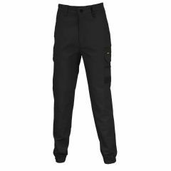 DNC 3376 Slimflex Tradie Cargo Pants Elastic Cuffs_ Black