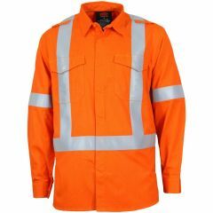 DNC 3448 Inherent FR PPE1 X Back Long Sleeve D_N Shirt_ Orange