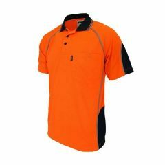 DNC 3569 Semicircle_Piping Polyester Polo Shirt_ Short Sleeve_ Org_Navy