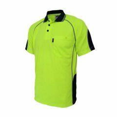 DNC 3569 Semicircle_Piping Polyester Polo Shirt_ Short Sleeve_ Yel_Navy